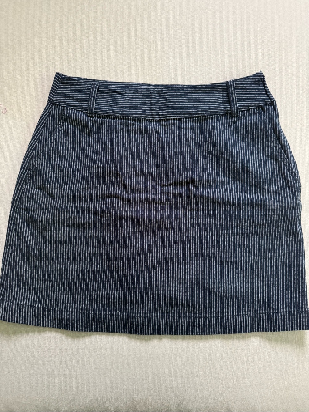 LOFT Navy Pinstripe Mini Skirt